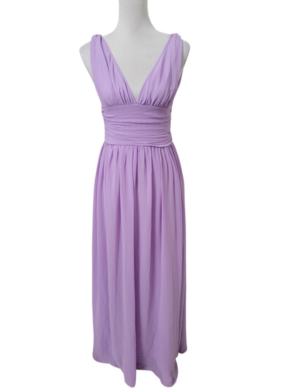 Ever Pretty Size S Frosted Lilac Chiffon Empire Waist Sleeveless Maxi Dress